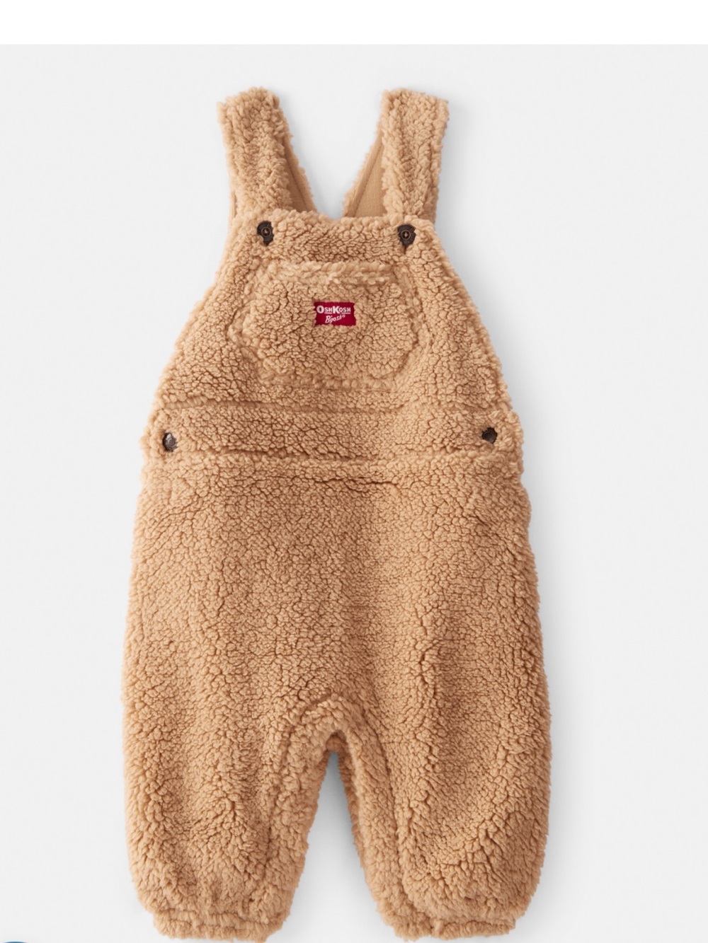 OshKosh Baby Sherpa Overalls Beige Tan 24 months